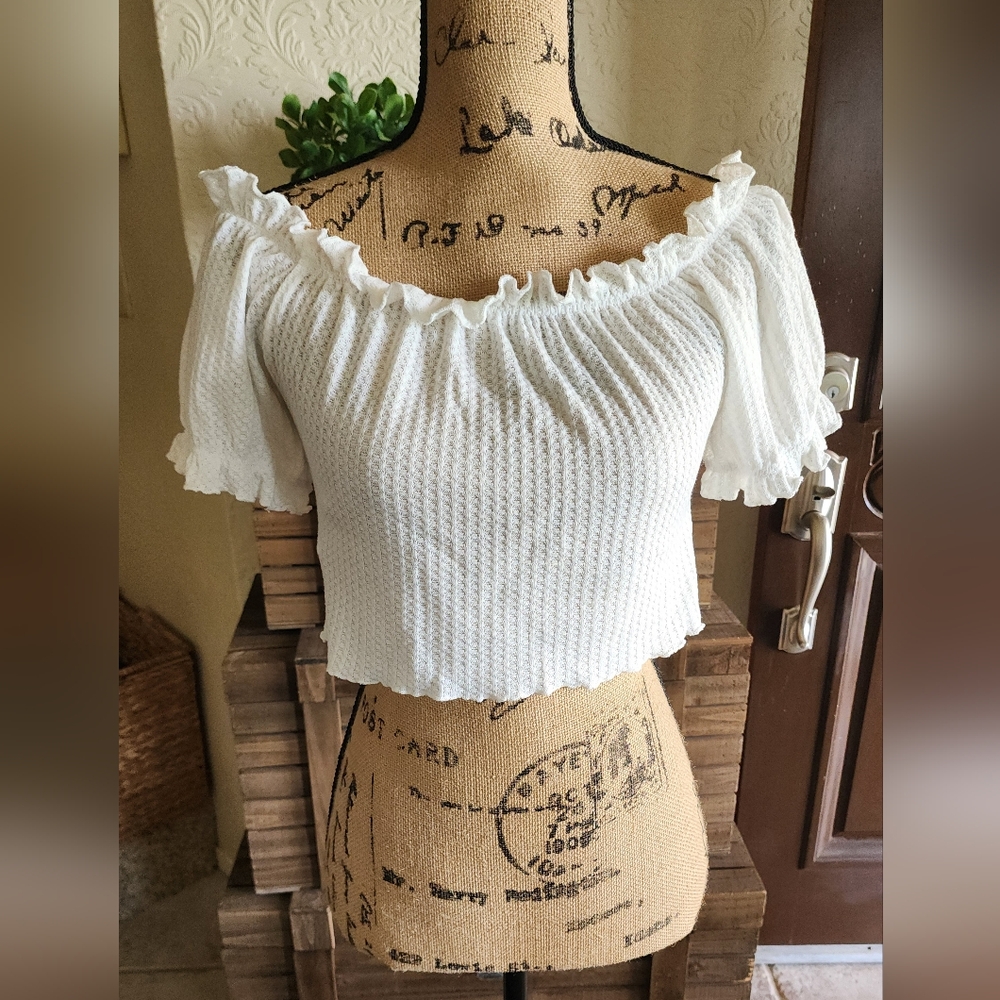 White Off-Shoulder Ruffle Top